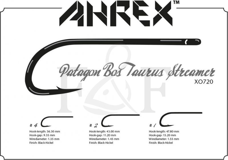 Ahrex® XO720 Patagon Bos Taurus Streamer , Ahrex Fly Hooks - Fly
