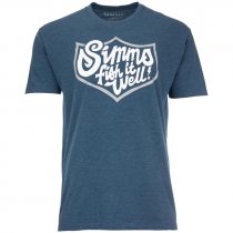 Simms® Fish It Well Badge T-Shirt - Blue Heather - 3XL