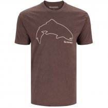 Simms® Trout Outline T-Shirt - Brown Heather - 3XL