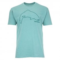 Simms® Trout Outline T-Shirt - Oil Blue Heather - 3XL